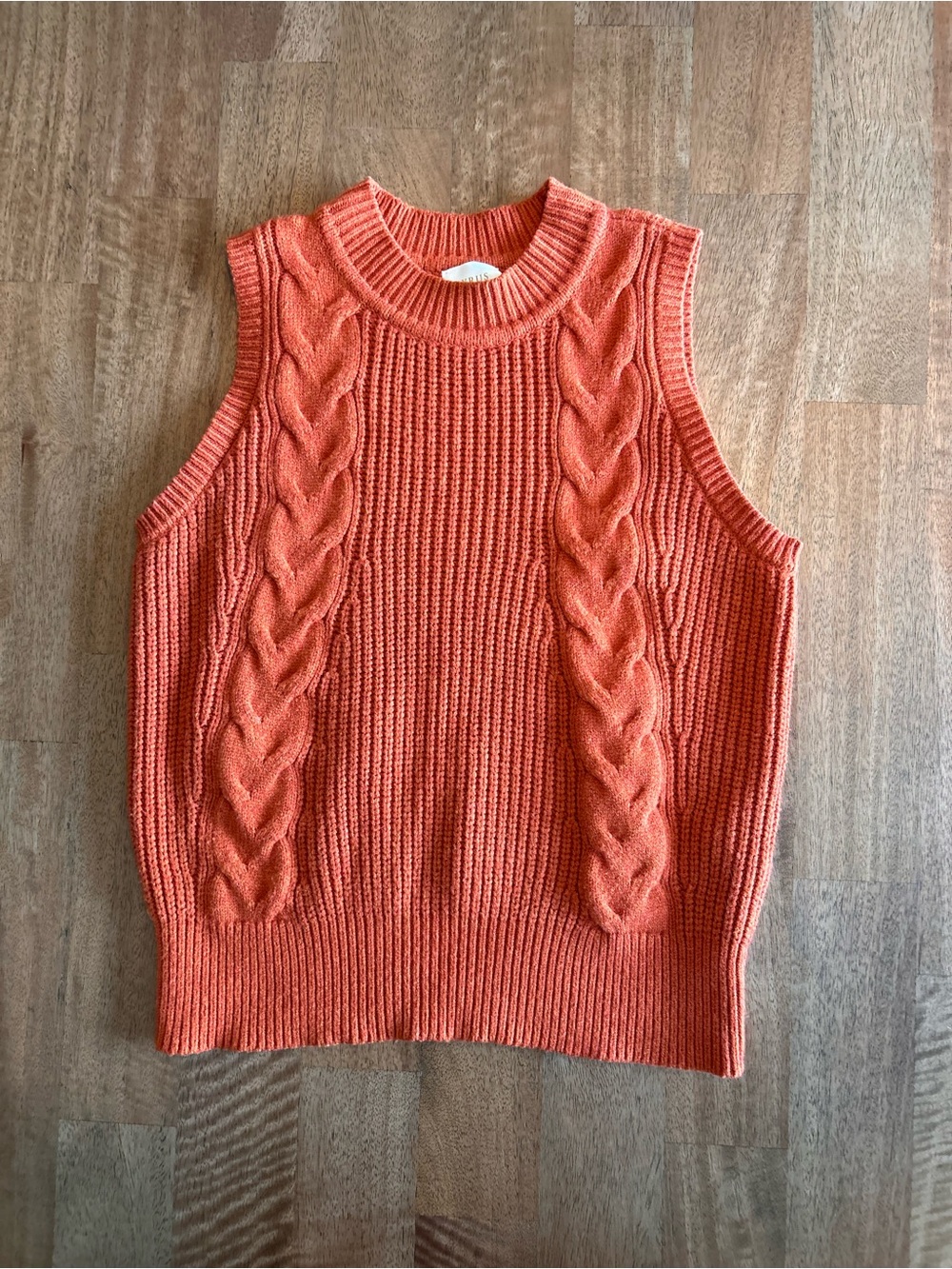 Cyrus Cable-Knit Sleeveless Sweater Vest - Orange